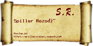 Spiller Rezső névjegykártya
